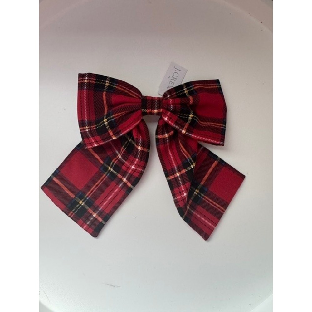 J.Crew Red Stewart Tartan Plaid Hair Bow Barrette Accessory CD853 NEW
